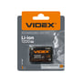 Videx genopladeligt Li-ion-batteri på 1200 mAh i emballage set lige forfra med batteriet i blister.
