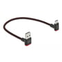 Delock USB 2.0-opladningskabel med sort, flettet kabel, lagt i en bue med EASY-USB Type-A-stik og USB-C-stik.