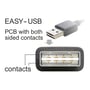 Grafik viser kontakternes placering på begge sider af USB-A-stikket på DeLock EASY-USB 2.0-kablet.