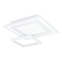 EGLO Savatarila-Z smart loftlampe i hvid stål, 450x450 mm, med et moderne design af overlappende firkanter og integreret LED-lys.