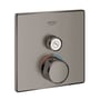 Grohe Grohtherm SmartControl termostatbatteri i antracit med børstet finish. Med to greb og trykbetjening til vandflow og temperatur.