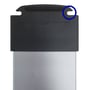 Detail of the hanging hook on the Deltaco power strip end cap, showing the practical design for suspension.
