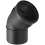 Geberit Silent-PP bøjning på 45 grader med 160mm diameter, fremstillet i sort PP-plast.