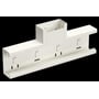 Schneider Electric T-stykke WGX-S, hvid RAL9010/60, med dimensioner 110x52 mm, set fra en let vinkel.