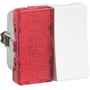 LK FUGA – Afbryder 1-polet med rød LED halvmodul lampe (til f.eks. ledelys), 1 modul, hvid med antibakteriel overflade