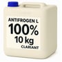 Antifrogen L glykol fra Clariant i lys beholder med blå skruelåg, set forfra og fra siden; etiketten viser 100 % og 10 kg.