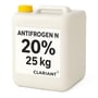 Antifrogen N glykolvæske fra Clariant i hvid dunk set skråt forfra med håndtag, gult låg og 20 %-mærkning.