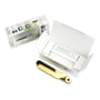 Secuyou Smart Lock Access udpakkes fra sin papkasse, som viser produktet i messing med højre greb liggende ved siden af den åbne emballage.