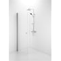 Contura Shower Space buet brusedør med klart glas og forkromet profil monteret i et brusehjørne.