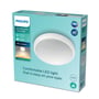 Philips Doris LED loftlampe i hvid emballage, med oplysninger om 6W, 2700K, IP44 og 15 års levetid.