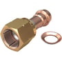 Conex MaxiPro 48 Bar flareadapter i kobber og messing med 5/8" gevind, vist med en løs kobberring.