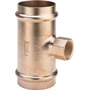 Detaljeret billede af Viega Seapress T-stykke, der viser 42mm pressfitting og 3/4" NPT gevind i kobber-nikkel legering.