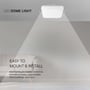Diagram der illustrerer lysspredning fra V-TAC LED dome lys, med tekst 'Easy to Mount & Install'.