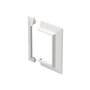 Wibe Vægflange WGX-P TTI i hvid RAL9003/70, 120x72 mm, vist med to samlede dele på hvid baggrund.