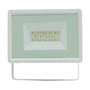 SpectrumLED hvid 10 W LED-projektør set lige forfra med dioderne synlige bag glasfronten.