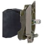 Schneider Electric universal LED lampekrop til 230 VAC, vist fra siden med monteringselement og skrue.