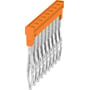 Weidmüller Laske ZQV 1,5N/9 stik, 9-polet i orange med PUSH IN teknologi, viser metalterminaler og orange plastisolering.