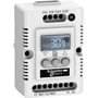 Schneider Electric ClimaSys elektronisk termostat med hvidt kabinet, OLED-display og betjeningsknapper på en neutral baggrund.