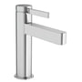 Hansgrohe Finoris håndvaskarmatur i krom med etgrebsbetjening og et fremspring på 139mm, vist på hvid baggrund.