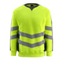 Mascot sweatshirt Wigton HI-VIS i gul og sort, 3XL, med tydelige tværgående reflekser og mørkegrå sidepaneler.