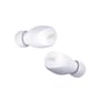 Nærbillede af to hvide JVC Gumy Mini True Wireless earbuds, der viser deres kompakte in-ear design.