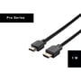 Tight AV HDMI 2.0 premium installationskabel på 1 meter med sort kabel og to HDMI-stik vist tydeligt.