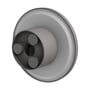 Bagsiden af SpectrumLED 9W grå, rund udendørs LED-væglampe viser det åbne monteringsbeslag.