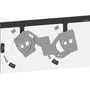Schneider Electric spærring til to ComPacT NSX enheder med forlænget drejegreb, vist på en hvid baggrund med 'Trip', 'Reset', 'I-On' og 'O-Off' markeringer.