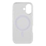 Essentials transparent magnetcover til iPhone 16 set bagfra med tydelig magnetring og stor åbning til kameraet.