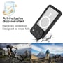 Det sorte 4smarts Stark-cover til iPhone 17 Pro vises i en grafik om faldsikring med cyklist og vandrer.