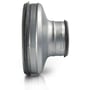 Air2Trust RCPL reduktion af metal med diametre 125 x 100 mm, vist fra siden med gummipakninger.