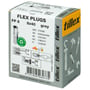 Tillex Flex FP8 plugs i grå, 8x40 mm, 100 stk i pakke med montagevejledning og produktinformation.