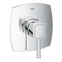 Grohe Grandera etgrebs forplade til bruser i blank krom finish, vist med tydeligt greb og kontrolindikatorer for varmt og koldt vand.