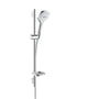 Hansgrohe Raindance Select E 120 brusersæt i krom og hvid med 120mm brusehoved og Select-knap.