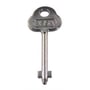 ASSA ABLOY omstillingsnøgle til lås 562 set let skråt, med det prægede ASSA-logo og en tværgående tap på nøglekammen.
