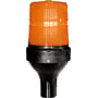 Sirena blinklampe 12/24V AC/DC i orange, med slukket lys, viser den sorte aluminiumsbund med monteringshuller.