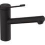 Hansgrohe Zesis Lean M34 køkkenarmatur i mat sort med ComfortZone 150 mm og et greb for enkel betjening.