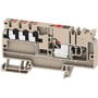 Weidmüller distributionsklemme AAP med push-in-tilslutning til 6/6x1,5mm2 ledninger, beige med rød detalje.