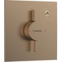 Hansgrohe DuoTurn brusearmatur i børstet bronze med firkantet roset og et betjeningsgreb til temperatur og volumen.