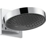 Hansgrohe Rainfinity hovedbruser 250mm i krom med grafitgrå stråleskive, monteret på firkantet vægplade.