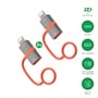 Grafik med 4smarts USB-C til Lightning-adaptere, der fremhæver PD 27 W, dataoverførsel og de to stiktyper.
