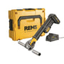 REMS Mini-Press S 22V ACC akku-radialpresse med tilbehør, herunder L-Boxx kuffert, batteri og oplader i en komplet pakke.