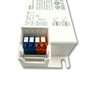 Åbnet indgangsende på Envilar Zigbee LED-paneldriver til CCT, 45 W, med blå og orange tilslutningsklemmer.