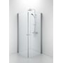 Contura Shower Space brusehjørne 80x80 cm med lige døre, aluminiumsprofiler og klart glas, vist med brusearmatur.