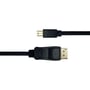 Deltaco sort DisplayPort til mini DisplayPort-kabel på 3 meter vist vandret med mini-stikket øverst og DisplayPort-stikket nedenunder.