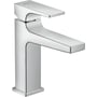 Hansgrohe Metropol 110 håndvaskarmatur i krom med 1-greb og et fremspring på 135 mm på hvid baggrund.