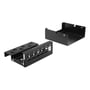 DeLock 6-ports Keystone patch panel i sort metal, vist med DIN-skinne clips og åbnet for montering af moduler.