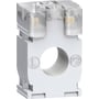 Schneider Electric strømtransformer 250/5A med 21mm kabeldiameter, hvid med tydelige L og P2 mærkninger og gennemsigtigt dæksel.