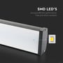 Nærbillede af V-TAC lineær highbay, der viser en enkelt SMD LED og dens robuste konstruktion.