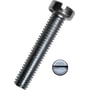 Dresselhaus maskinskrue M6x40 mm med lige kærv, cylindrisk hoved og elforsinket overflade, vist med et separat billede af skruehovedet.
